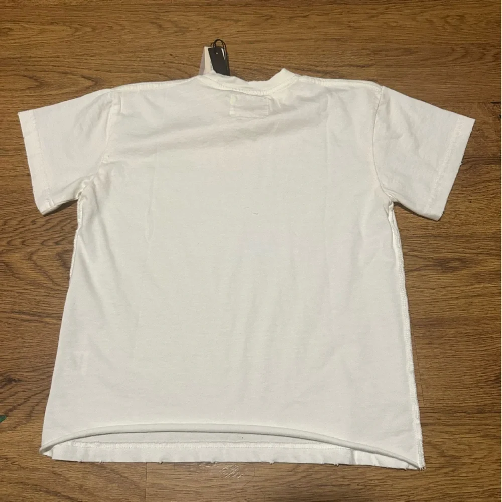 Nununu White T-Shirt soft cotton crewneck pants size 6-7 NWT short sleeve